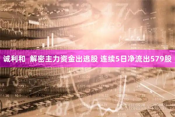 诚利和  解密主力资金出逃股 连续5日净流出579股
