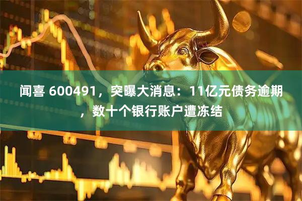 闻喜 600491，突曝大消息：11亿元债务逾期，数十个银行账户遭冻结